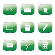 Office Work Square Vector Green Icon Design Set N4