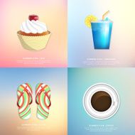 Cake cocktail beach Slippers coffee Summer icons