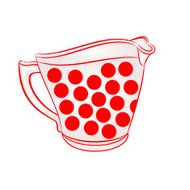Milk jug with red dots vector