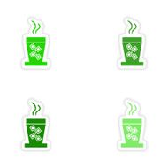 assembly realistic sticker design on paper cofee cups N9