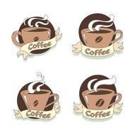 illustration hot coffee symbol set vector