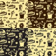 Fast food seamless patterns set