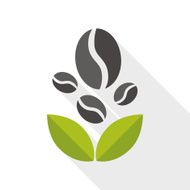 coffee bean flat icon with long shadow