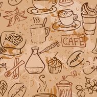 seamless pattern with coffee cakes pies latte and cappuccino