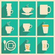 Flat with shadow concept and mobile application coffee break N3