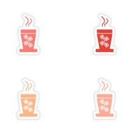 assembly realistic sticker design on paper cofee cups N15