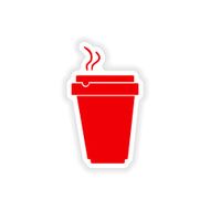 icon sticker realistic design on paper cofee cup N18