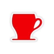 icon sticker realistic design on paper cofee cup N19