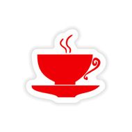 icon sticker realistic design on paper cofee cup N21