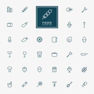 32 food and beverage minimal outline icons