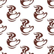 Seamless pattern with steaming cups of coffee