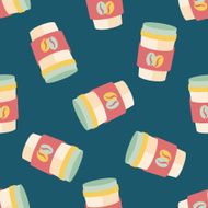 takeaway coffee flat icon eps10 seamless pattern background