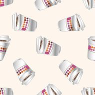 takeaway coffee cartoon seamless pattern background N2