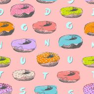 Donuts seamless pink pattern