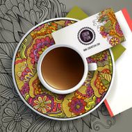 Vector Cup of coffee with floral ornam