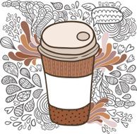 Cute cartoon doodle coffee cup