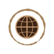 Coffee world with coffee cup stain vector illustration