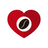 Coffee bean in love heart vector illustration