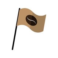 Coffee bean on fly flag vector illustration