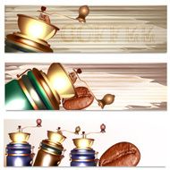 Coffee brochures set with coffee mill