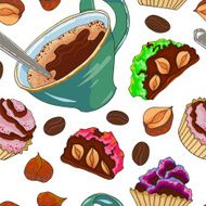 Nut cake and coffee