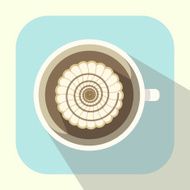 Coffee cup with whipped cream and caramel icon