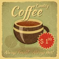 Grunge Card with Coffee Cup