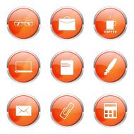 Office Work Orange Vector Button Icon Design Set N4