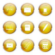 Office Work Yellow Vector Button Icon Design Set N4