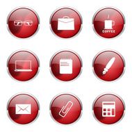 Office Work Red Vector Button Icon Design Set N3