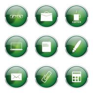 Office Work Green Vector Button Icon Design Set N5