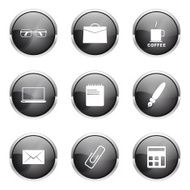 Office Work Black Vector Button Icon Design Set N4