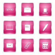 Office Work Square Vector Pink Icon Design Set N5