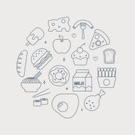 food line icon circle set N3