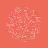Coffee line icon circle set N2