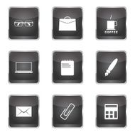 Office Work Square Vector Black Button Icon Design Set N4