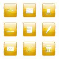 Office Work Square Vector Yellow Icon Design Set N6