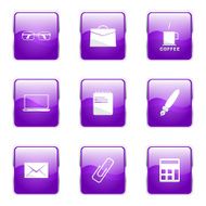 Office Work Square Vector Violet Icon Design Set N4
