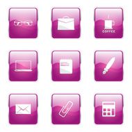 Office Work Square Vector Pink Icon Design Set N6