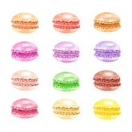 Hand drawn french macaroon dessert set