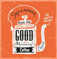 Kettle in vintage style with text