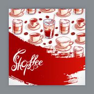 cute card with cups of coffee