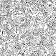 Coffee doodles seamless pattern