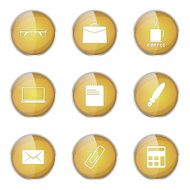 Office Work Yellow Vector Button Icon Design Set N5