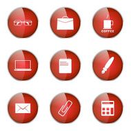 Office Work Red Vector Button Icon Design Set N4
