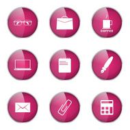 Office Work Pink Vector Button Icon Design Set N5
