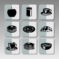 Black breakfast icons