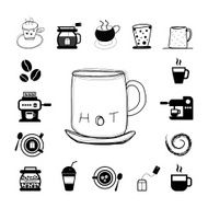 cup and coffee icon set N3