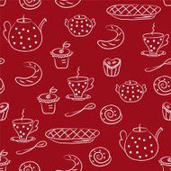 Seamless pattern with tea or coffee set