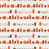 Seamless background of fast food icons